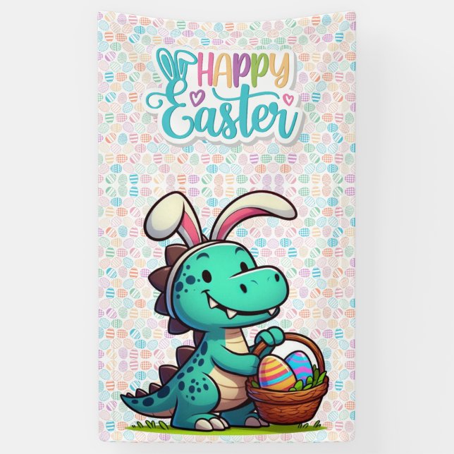 Lona Cute, dinosaurio conejito de Pascua (Vertical)