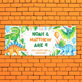 Lona Cute Dinosaurios Conjuntos Hermanos Cumpleaños