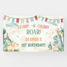 Lona Cute dinosaurios Stomp Chomp Roar Boy Cumpleaños
