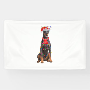 Lona Cute Doberman Árbol de Navidad Ilumina Perro Lover