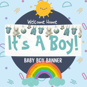 Lona Cute, es un cartel de bienvenida para un chico