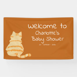 Lona Cute Fat Orange Cat Baby Shower Welcome Banner