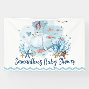 Lona Cute Fondo de Bienvenida de Ballena Náutica para B