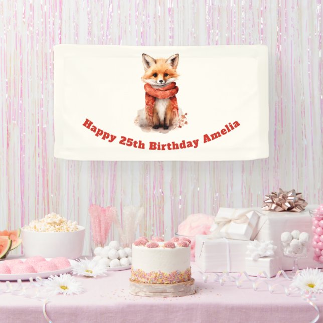 Lona Cute Fox Pup in a Red Scarf Birthday (Fiesta)