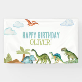 Lona Cute Funny Dinosaur Happy Birthday Sign Banners