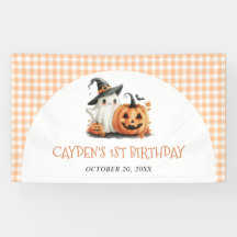 Cute Gingham Halloween Ghost 1º cumpleaños