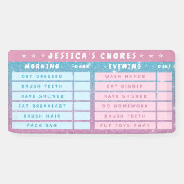 Lona Cute Girly Pink Blue Glitter Kids Daily Chores