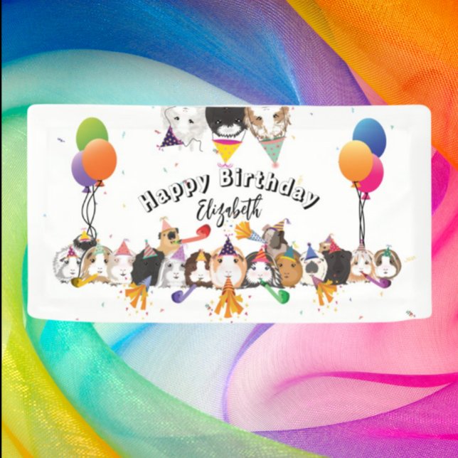 Lona Cute Guinea Cerdos y Globos Cumpleaños (Subido por el creador)