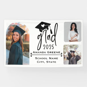Lona Cute Heart Graduado 2025 Banner de Colaje de Fotos