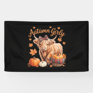 Lona Cute Highland Cow Otoño Girly Acción de Gracias C
