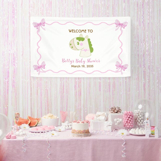 Lona Cute Horse Pink Custom Girl Baby Shower Welcome  (Fiesta)