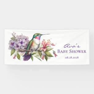 Lona Cute Hummingbird y Florals Chica Baby Shower