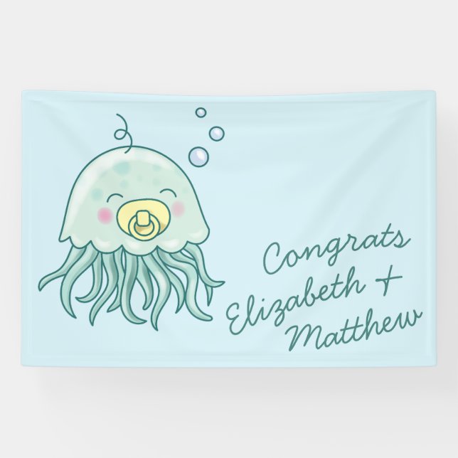 Lona Cute Jellyfish Baby Shower Kawaii (Horizontal)