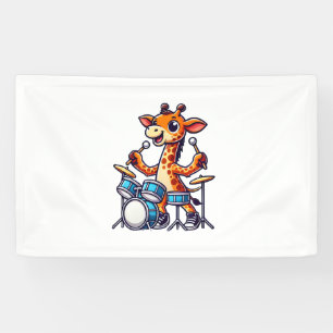 Lona Cute jirafa tocando tambores Girafas Música de tam