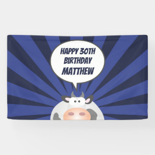 Lona Cute Kawaii Cow graciosa Personalizado feliz cumpl