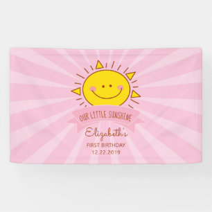 Lona Cute Kawaii Rosa Sunshine Kids Primer Fiesta de cu