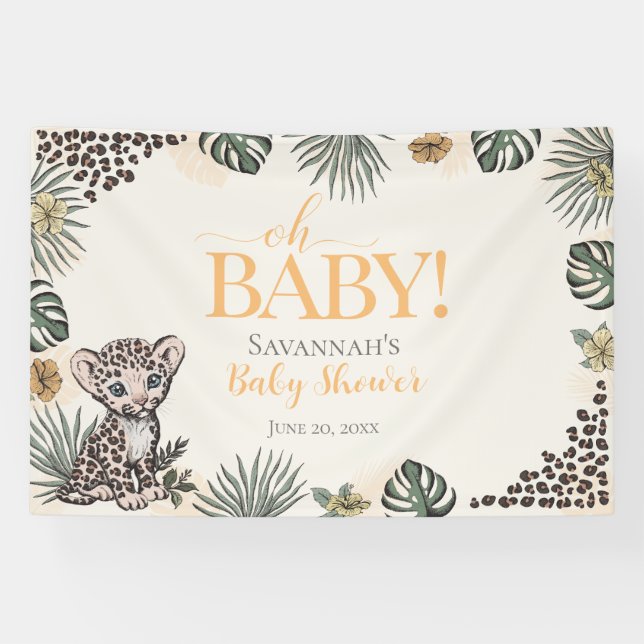 Lona Cute Leopard Cub Yellow Baby Shower (Horizontal)