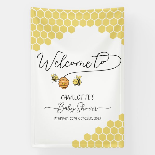 Lona Cute Little Bees Honeycomb Baby Shower (Vertical)