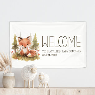 Lona Cute Little Fox Bienvenida al Shower del Bebé Esta