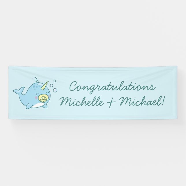 Lona Cute Narwhal Baby Shower Kawaii (Horizontal)