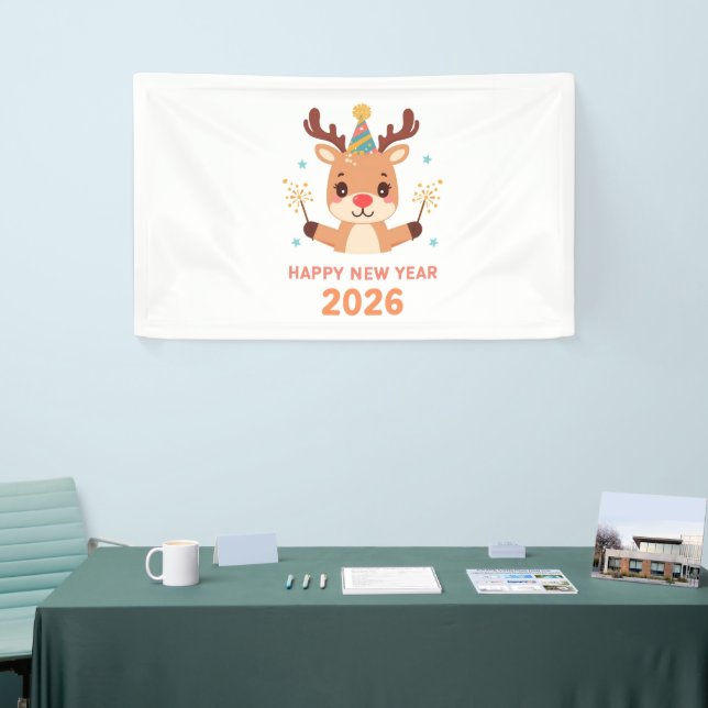 Lona cute new year party banner 2026 (Feria)