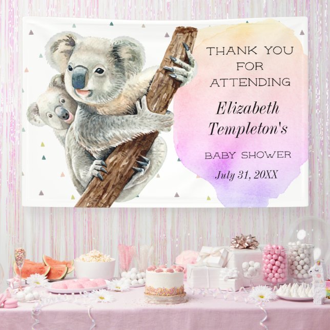 Lona Cute Oso Koala Es un Baby Shower rosado Chica (Fiesta)