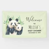 Cute Panda Bears Cuddddling Watercolor Baby Shower