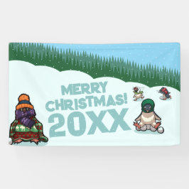 Lona Cute Penguins Add The Year Merry Christmas! Winter