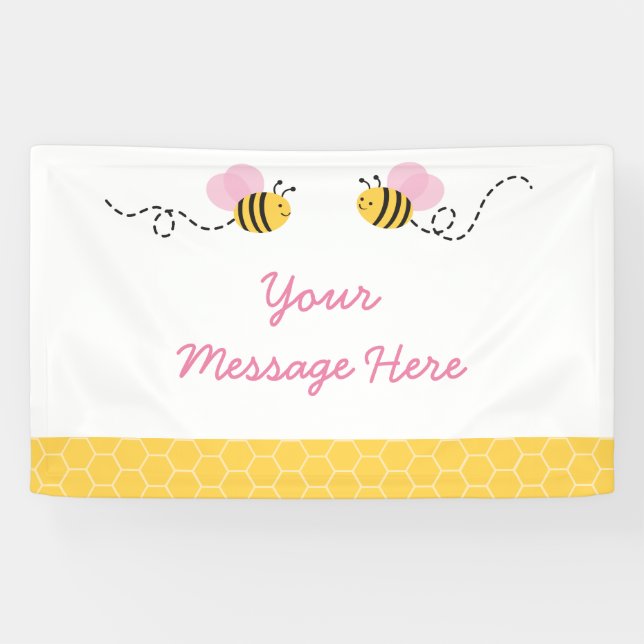Lona Cute Pink Bumble Bee Baby Shower (Horizontal)