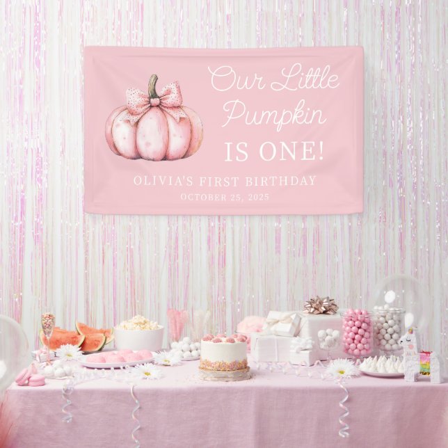 Lona Cute Pink Pumpkin Girl Baby 1st Birthday (Fiesta)