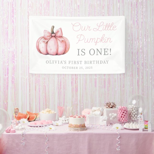 Lona Cute Pink Pumpkin Girl Baby First Birthday (Fiesta)