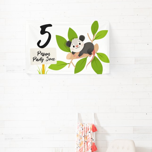 Lona Cute Possum Party Zone Custom Age Number (in situ)