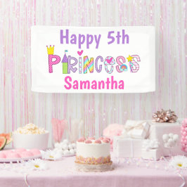 Lona Cute Princess Alphabet Cumpleaños Personalizado