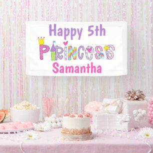 Lona Cute Princess Alphabet Cumpleaños Personalizado