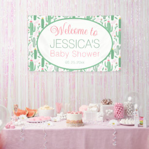 Lona Cute Retro Cactus Suculento Baby Shower Floral