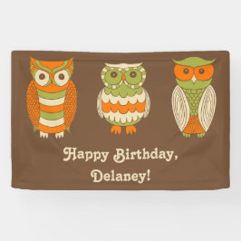 Lona Cute Retro Owls Brown personalizado