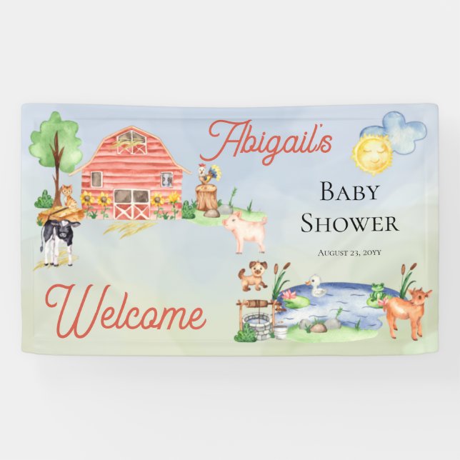 Lona Cute Rustic Farm Animals Barnyard Baby Shower (Horizontal)