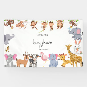 Lona Cute Safari, vegetación animal, ducha de bebé