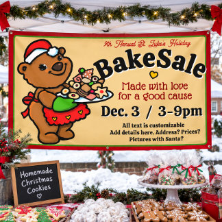 Lona Cute Santa Bear Baker Bake Sale Promocional