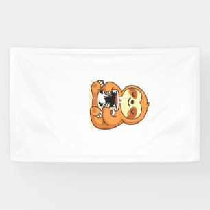 Lona Cute Sloth Relaxing with Hot Coffee Camiseta Premi