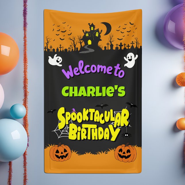 Lona Cute Spooktacular Halloween Fun Birthday Welcome (Subido por el creador)