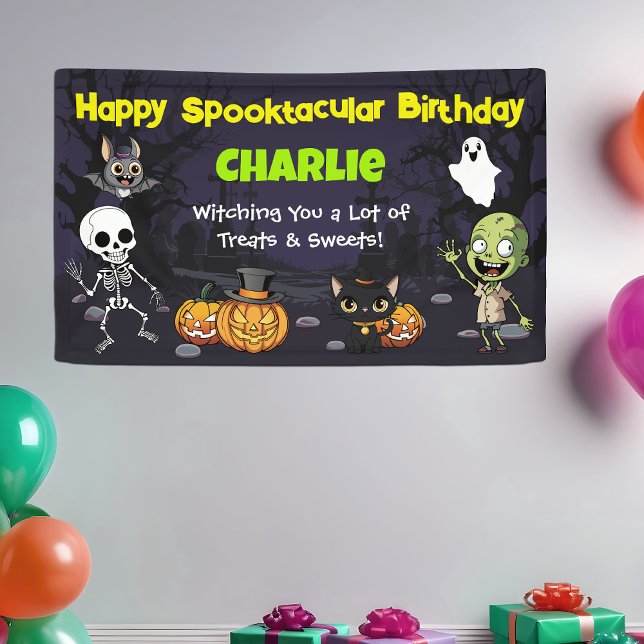 Lona Cute Spooktacular Halloween Monster Fun Birthday (Subido por el creador)