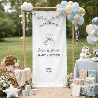 Lona Cute Teddy Bear Minimalista Bienvenida a la Fiesta