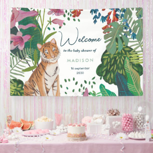 Lona Cute Tiger Jungle Mamá va a ser Baby Shower   