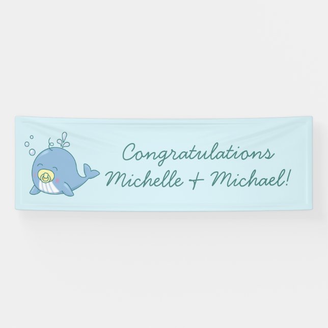 Lona Cute Whale Baby Shower Kawaii (Horizontal)