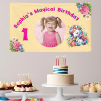 Cute Whimsical Floral Unicornio Girly 1er cumpleañ
