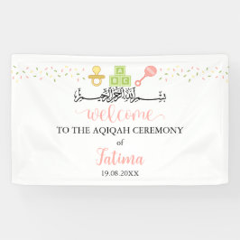Lona Cute White Aqiqah Aqeeqah Bienvenido Banner Sign