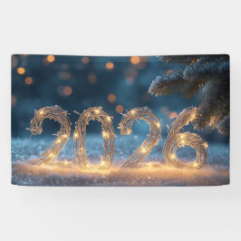 Lona cute winter fox new year 2026 party banner