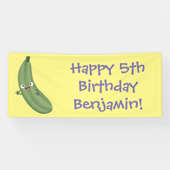 Lona Cute zucchini feliz personalizado ilustracion (Horizontal)