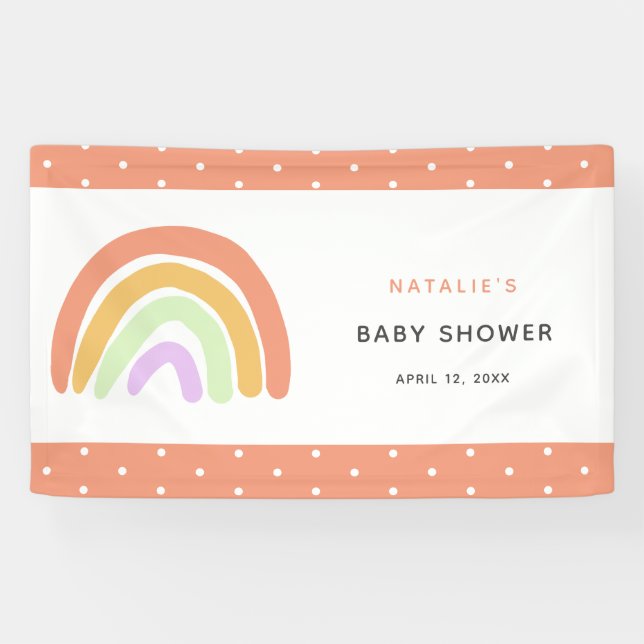 Lona Cuto arcoiris Baby Shower elegancia simple (Horizontal)